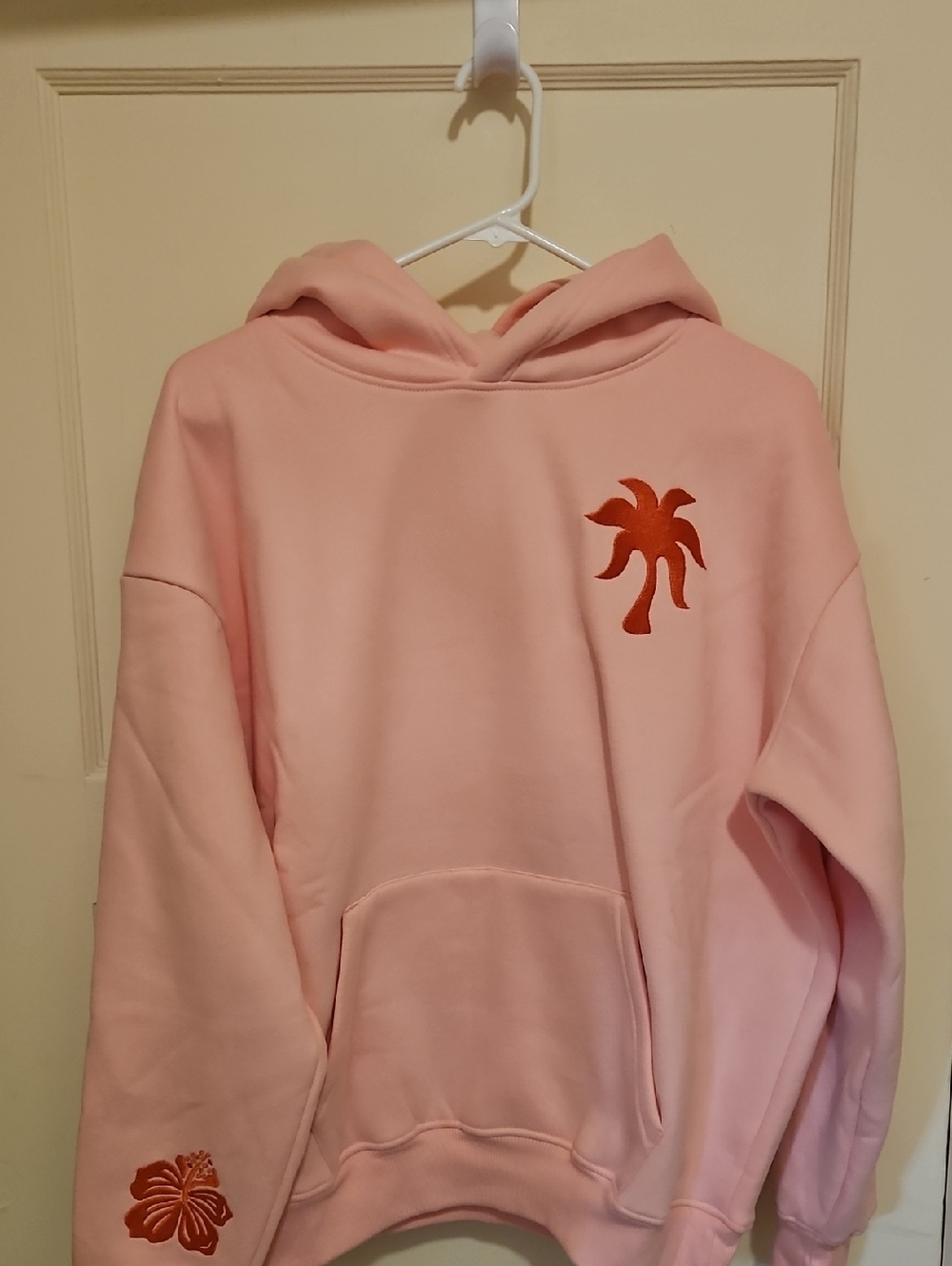 Pink Palm Puff Pink Everything Comes In  Waves Pullover Hoodie w/box,bag